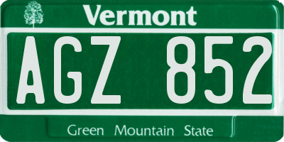 VT license plate AGZ852