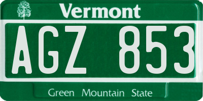 VT license plate AGZ853