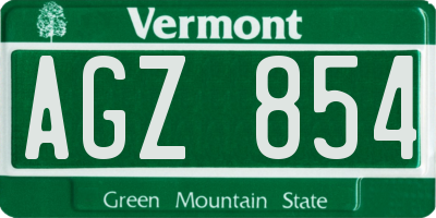 VT license plate AGZ854
