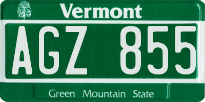 VT license plate AGZ855