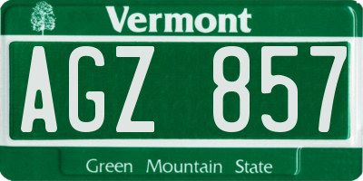 VT license plate AGZ857
