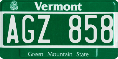 VT license plate AGZ858