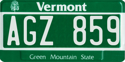 VT license plate AGZ859