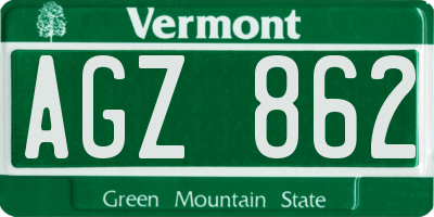 VT license plate AGZ862