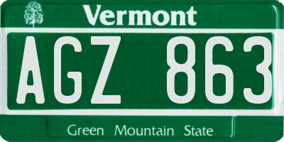 VT license plate AGZ863