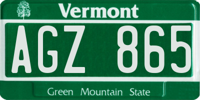 VT license plate AGZ865