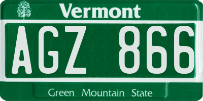 VT license plate AGZ866