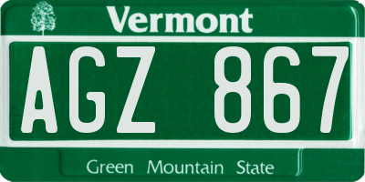 VT license plate AGZ867