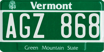 VT license plate AGZ868