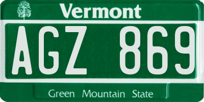 VT license plate AGZ869