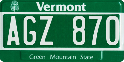 VT license plate AGZ870