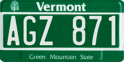 VT license plate AGZ871