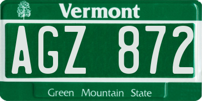 VT license plate AGZ872