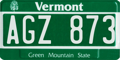 VT license plate AGZ873