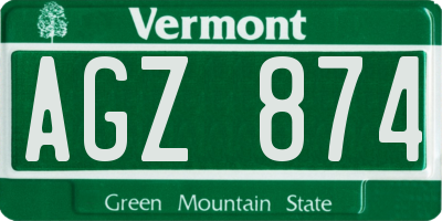 VT license plate AGZ874