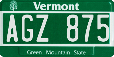 VT license plate AGZ875