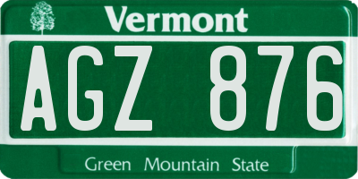 VT license plate AGZ876