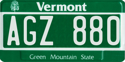 VT license plate AGZ880