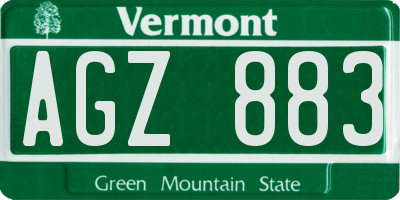 VT license plate AGZ883