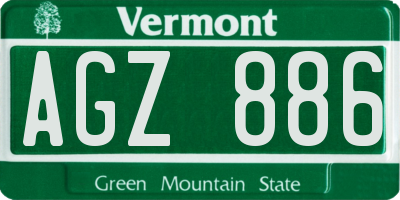 VT license plate AGZ886