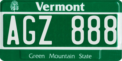 VT license plate AGZ888
