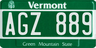 VT license plate AGZ889