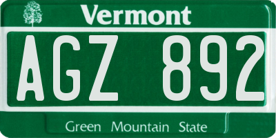 VT license plate AGZ892