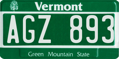 VT license plate AGZ893
