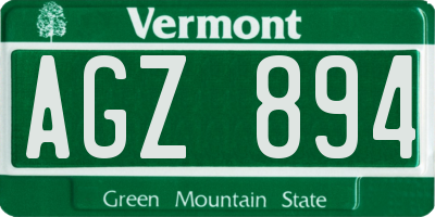 VT license plate AGZ894