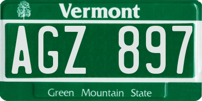VT license plate AGZ897