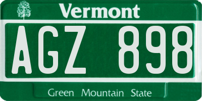 VT license plate AGZ898