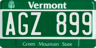 VT license plate AGZ899