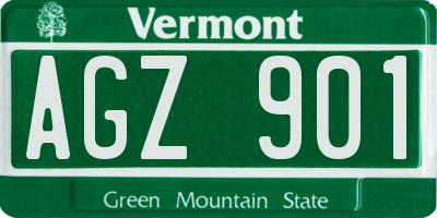 VT license plate AGZ901