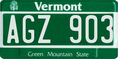VT license plate AGZ903