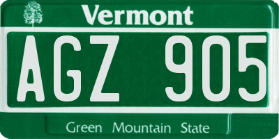 VT license plate AGZ905