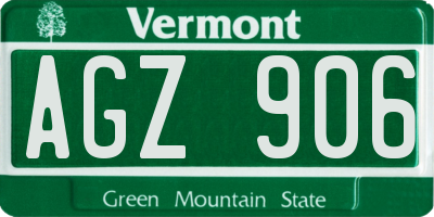 VT license plate AGZ906