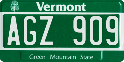 VT license plate AGZ909