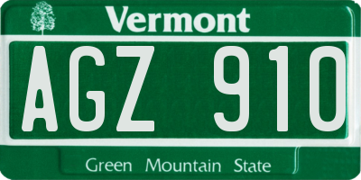 VT license plate AGZ910