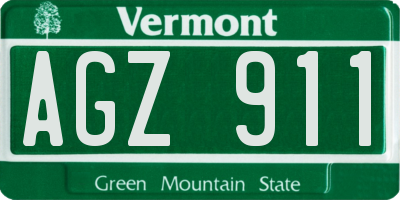 VT license plate AGZ911