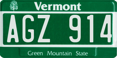 VT license plate AGZ914
