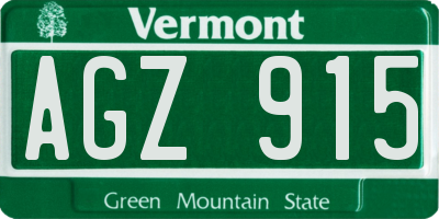 VT license plate AGZ915
