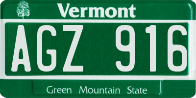 VT license plate AGZ916