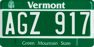 VT license plate AGZ917