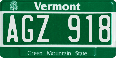 VT license plate AGZ918