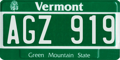VT license plate AGZ919