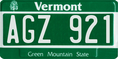 VT license plate AGZ921
