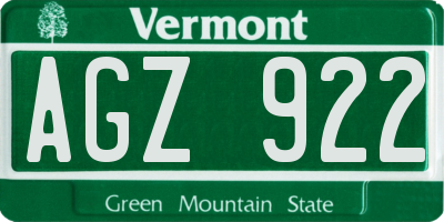 VT license plate AGZ922
