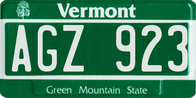 VT license plate AGZ923