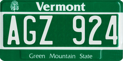 VT license plate AGZ924