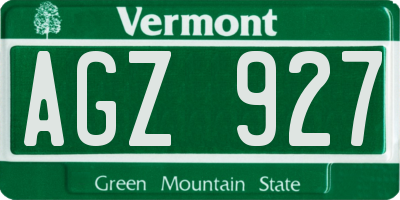 VT license plate AGZ927